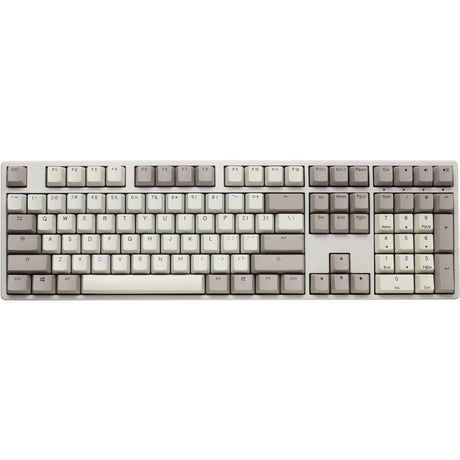 Teclado mecánico vintage Ducky Origin (gris, diseño estadounidense (qwerty), marrón cereza mx, 100%, intercambio en caliente, teclas pbt de doble disparo)