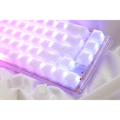 Teclado mecánico Ducky one 3 sf aura white rgb (blanco, diseño estadounidense (qwerty), marrón cereza mx, 65 %, abs de doble disparo, intercambio en caliente)