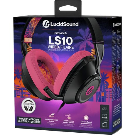 Auriculares para juegos con cable Powera Lucidsound LS10 - Auriculares supraaurales para juegos con marca Midnight (Negro Rosa, Playstation 5, Playstation 4, Xbox Series X|s, Xbox One, PC, Móvil)