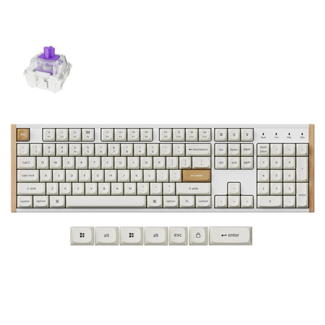 Teclado mecánico Keychron K10 HE-Q1 RGB (blanco, diseño estadounidense (QWERTY), nebulosa magnética de doble riel Gateron, 100%, LED RGB, PBT de doble disparo osa, intercambio en caliente, USB-C | 2,4 GHz | Bluetooth 5.1)