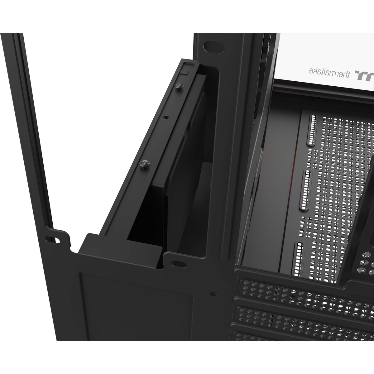 Carcasa midi torre Thermaltake view 380 ws argb (color madera negra | 2x USB-A | 1x USB-C | RGB | vidrio templado)
