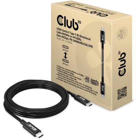Club 3D USB4 Gen3x2 Cable bidireccional tipo-C, 3 metros
