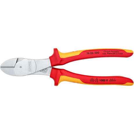 Knipex 74 06 200 alicate de corte lateral eléctrico confort 200 mm vde