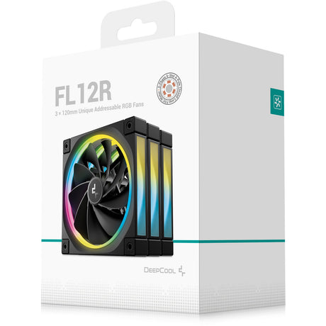 Ventiladores de caja Deepcool FL12R RGB (negro, 3 piezas, 120 x 120 x 25 mm, PWM)