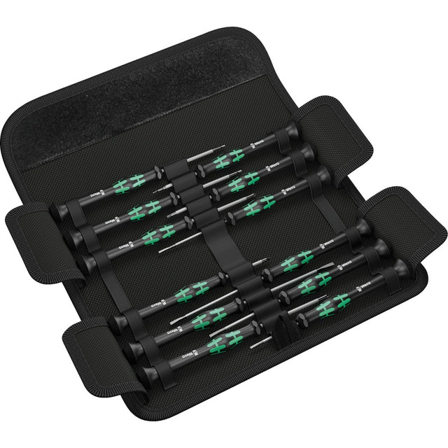 Juego de microdestornilladores Wera kraftform 12sb1 (negro verde, para aparatos eléctricos)