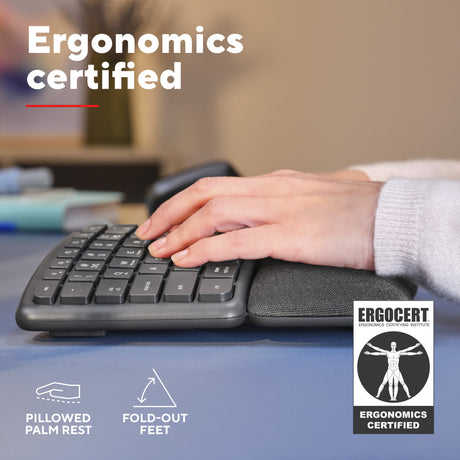 Trust Keyra teclado inalámbrico ergonómico (negro, distribución estadounidense (QWERTY), 100%, 2,4 GHz USB | Bluetooth)