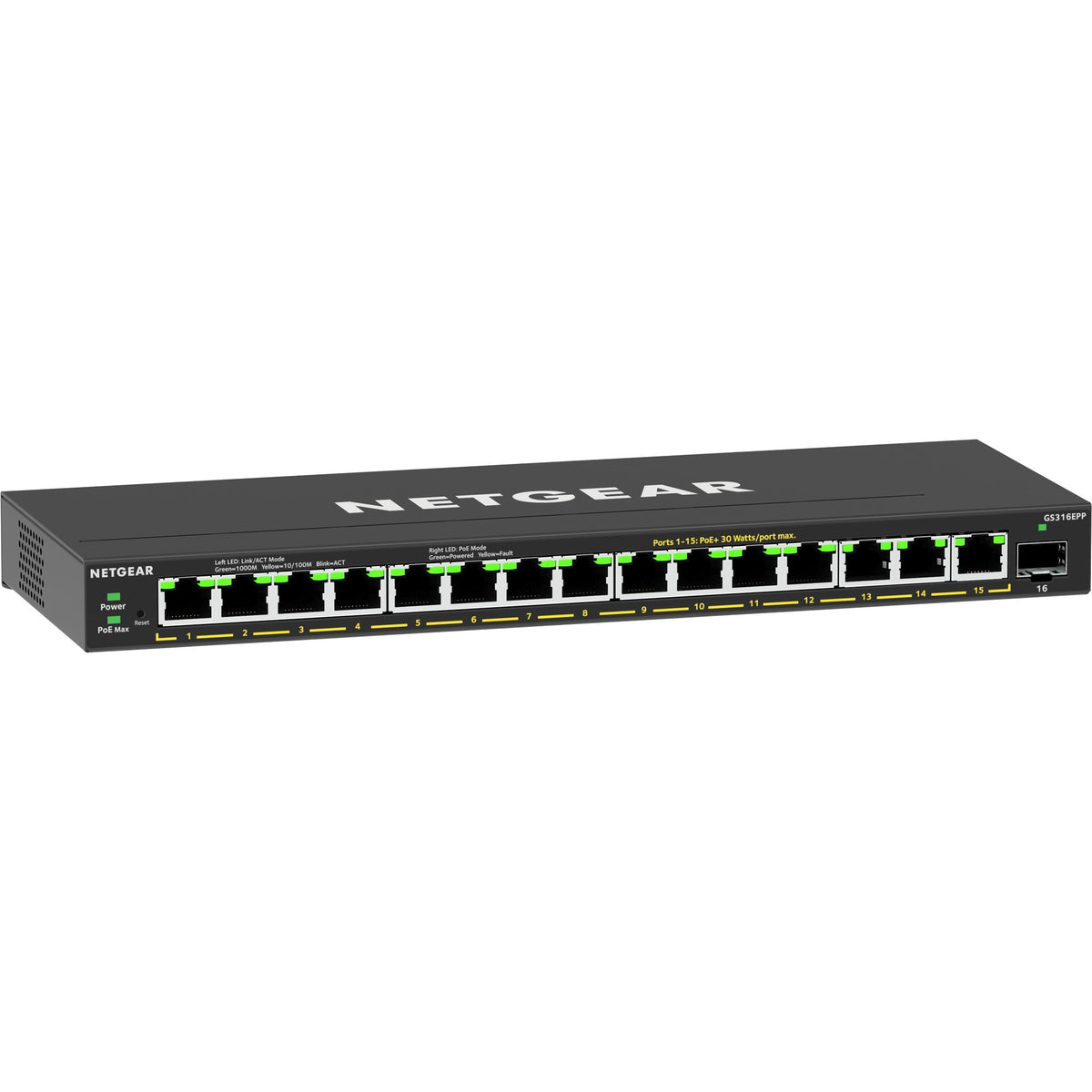 Conmutador Netgear gs316epp (negro)