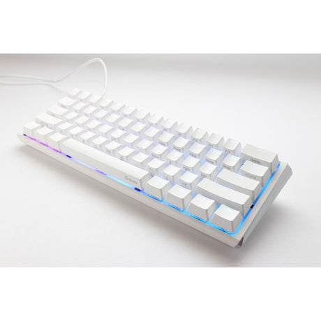 Teclado mecánico mini rgb blanco puro Ducky one 3 clásico (blanco, diseño estadounidense (qwerty), rojo cereza mx, 60%, led rgb, pbt de doble disparo, intercambiable en caliente, mecánica quack)