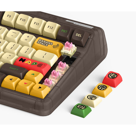 Teclado mecánico inalámbrico iqunix og80 happy ape (negro, diseño estadounidense (qwerty), iqunix moonstone turbo, 80% (tkl), leds rgb, intercambiable en caliente, pbt, 2,4 ghz | bluetooth 5.1 | usb-c)