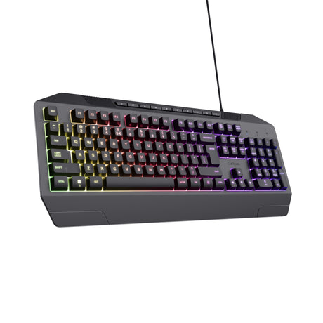 Trust GXT 836 EVOCX RGB teclado para juegos (negro, disposición US (QWERTY), membrana, 100%, RGB)