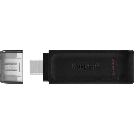Memoria USB Kingston data traveller 70 64 GB (negro, dt70 64 GB, USB-C 3.2 gen 1)