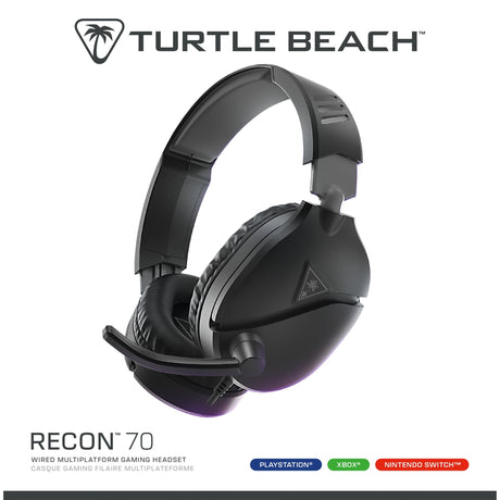 Turtle beach ear force recon 70p negro (2024) auriculares supraaurales para juegos (negro, ps4, ps5, xbox series x|s, xbox one, switch, pc, móvil)