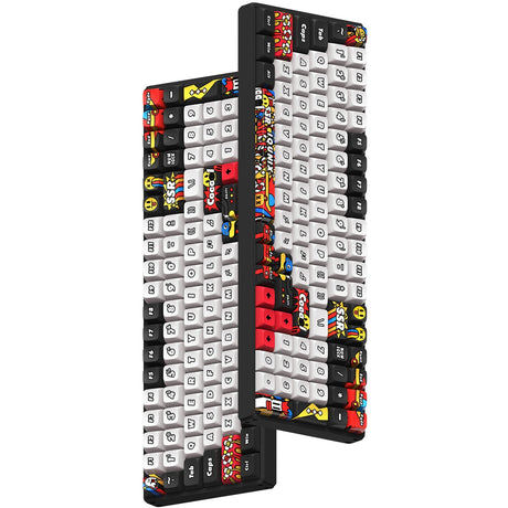 Teclado mecánico inalámbrico Iqunix f97 graffiti diary (negro, diseño estadounidense (qwerty), rojo cereza mx silencioso, 96%, leds rgb, intercambiable en caliente, pbt, 2,4 ghz | bluetooth 5.1 | usb-c)