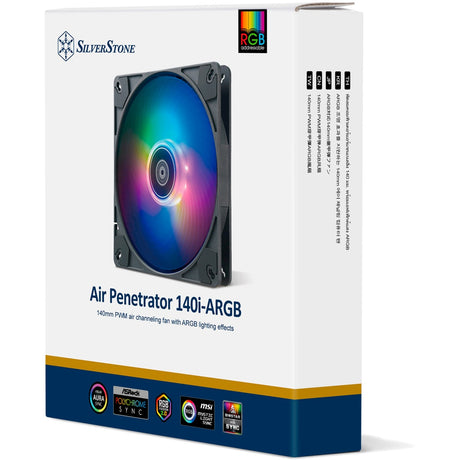 Silverstone air penetrator 140i argb ventilador de caja (negro, 139 x 139 x 25 mm, pwm)