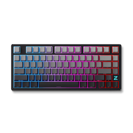 Mchose z75s montañas gradiente llama naranja cubierta superior de metal teclado inalámbrico mecánico rgb (negro, diseño estadounidense (qwerty), ttc llama naranja, 75%, rgb, intercambio en caliente, pbt grabado lateral, inalámbrico | bluetooth | usb-c)