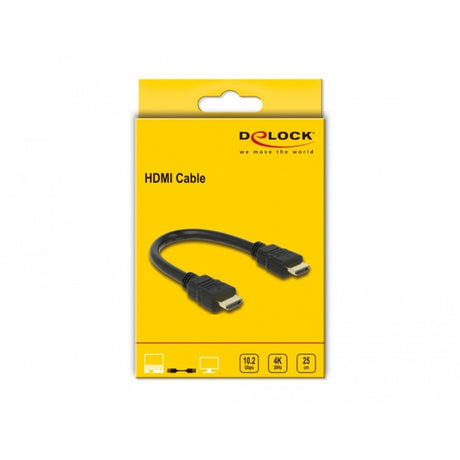 Delock HDMI de alta velocidad con Ethernet - Cable HDMI a macho > HDMI a macho (negro, 0,25 metros, 4k)