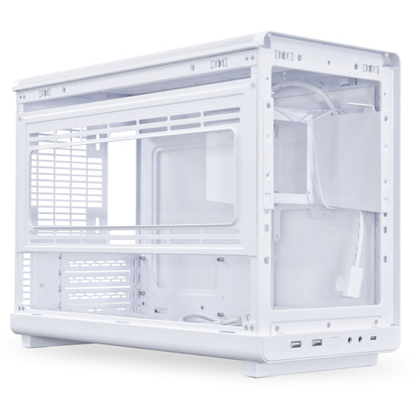 Carcasa midi tower Lian li a3-matx blanca (edición madera) (color madera blanca | 2x USB-A | 1x USB-C | vidrio templado)