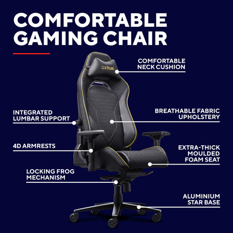 Trust GXT 721 Ruya Pro Premium Cómoda silla gaming (Negro Amarillo)