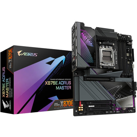 Placa base Gigabyte x870e aorus master socket am5 (negra, raid, 5 GB LAN, Wi-Fi 7, BT, Sonido, ATX)