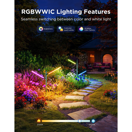 Govee luces de jardín al aire libre iluminación de jardín inteligente materia rgbww 2 piezas