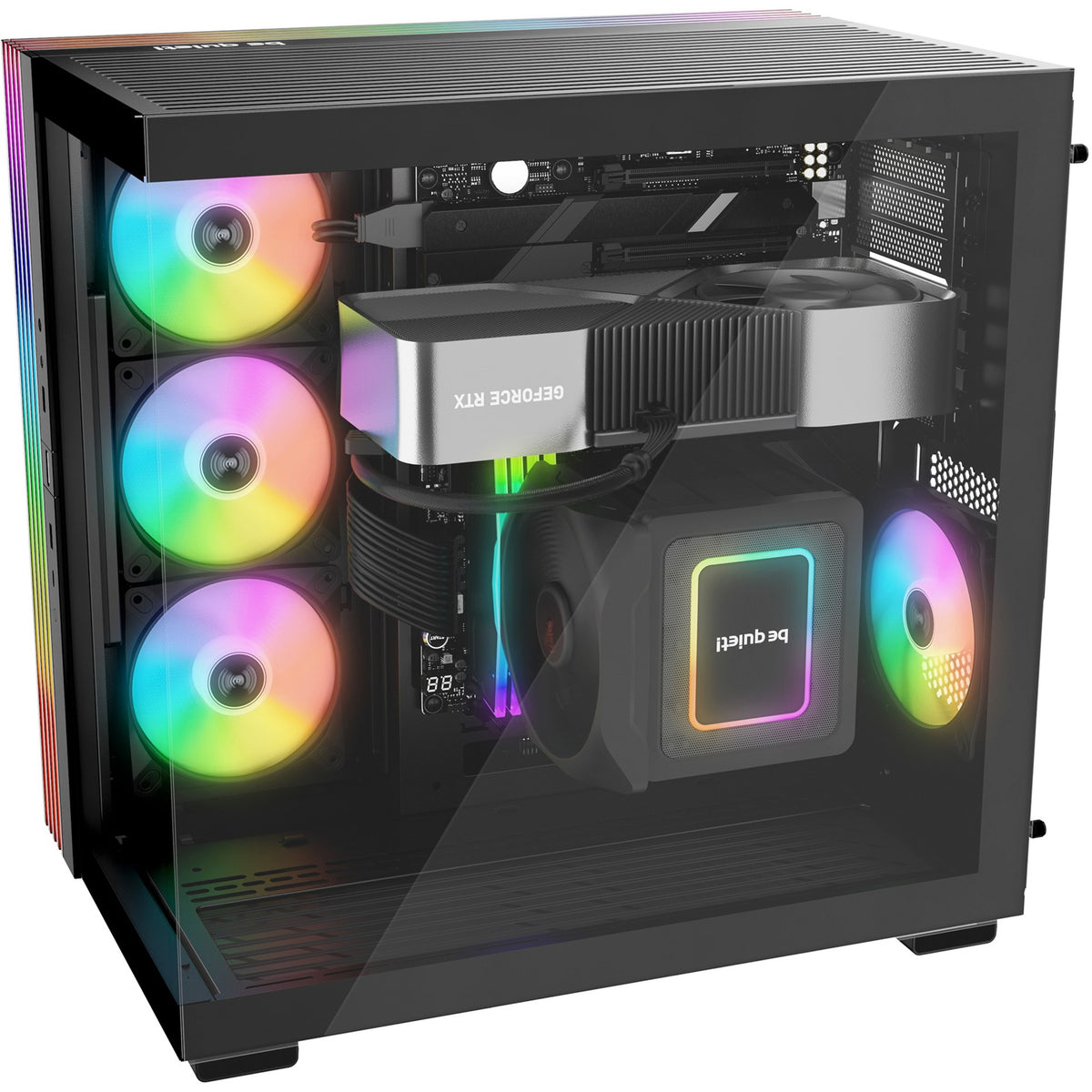 ¡Tranquilizarse! carcasa de torre midi light base 600 dx (negro | 2x USB-A | 1x USB-C | RGB | ventana)