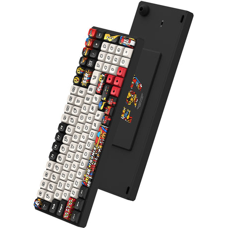 Teclado mecánico inalámbrico Iqunix f97 graffiti diary (negro, diseño estadounidense (qwerty), rojo cereza mx, 96%, leds rgb, intercambiable en caliente, pbt, 2,4 ghz | bluetooth 5.1 | usb-c)