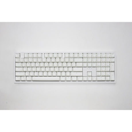 Teclado mecánico para juegos Ducky zero 6108 blanco puro rgb (blanco, diseño estadounidense (qwerty), cherry mx2a speed silver, 100%, leds rgb, pbt de doble disparo, intercambio en caliente, 2,4 ghz | bluetooth | usb-c)