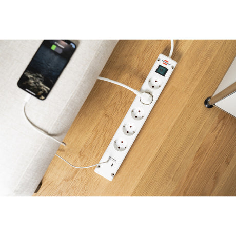 Brennerstuhl Bremounta regleta de 5 vías con 2 tomas de carga USB C regleta (blanco, 2x USB C)
