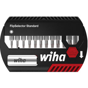Wiha juego de puntas flip selector estándar 25 mm (negro rojo, torx® 13 piezas 1 4 c6.3 con clip para cinturón)