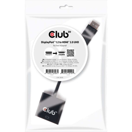 Club 3D DisplayPort 1.2 > Adaptador Activo HDMI 2.0 UHD (Negro)