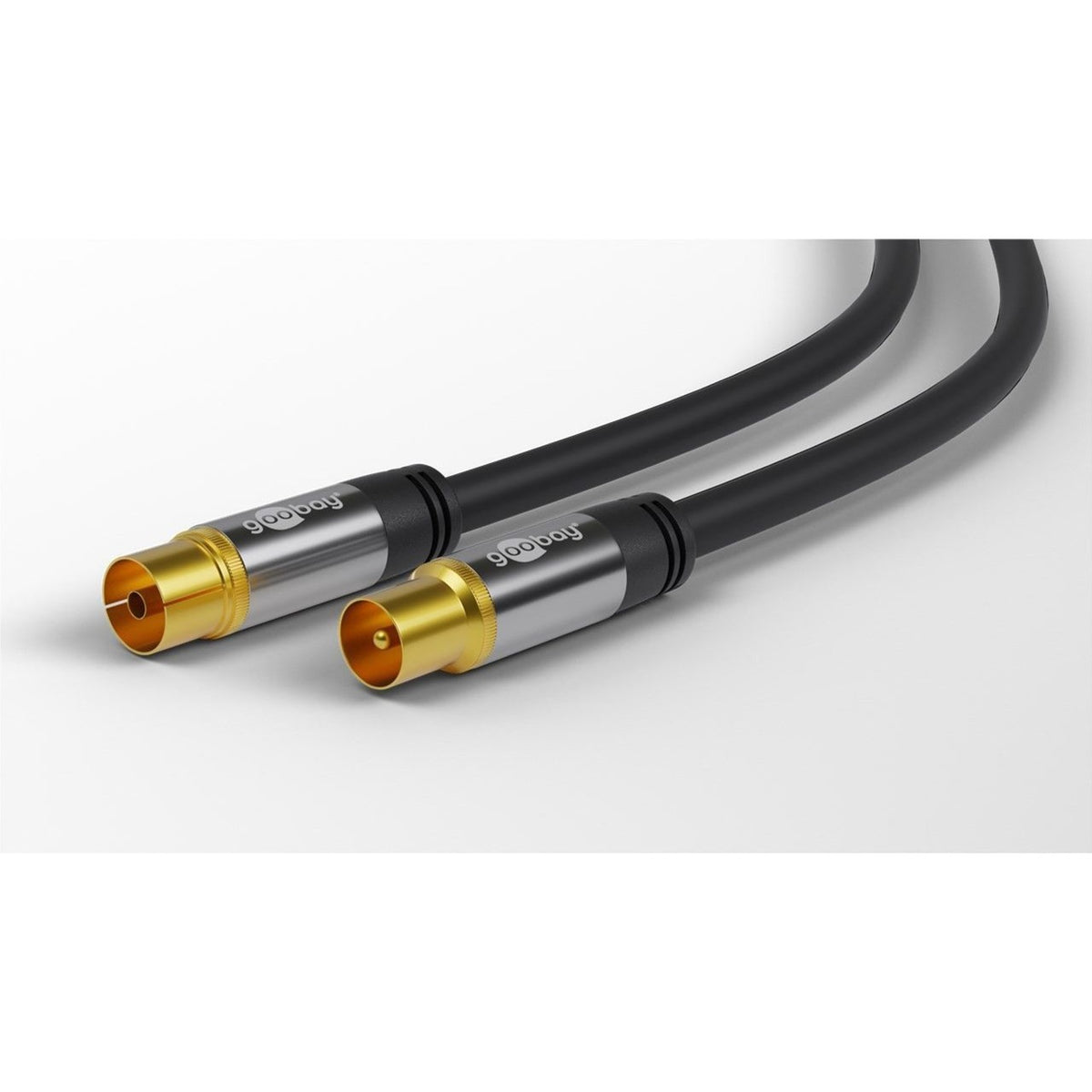 Cable de antena de TV Goobay (negro, 10 metros, 135 dB)