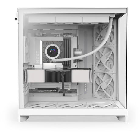 Carcasa de torre midi Nzxt h9 flow (blanco (mate) | 2x USB-A | 1x USB-C | vidrio templado)