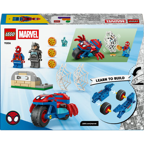Lego marvel - spidey en su motocicleta vs. juguetes de construcción rinoceronte (11206)