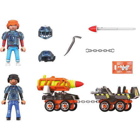 Playmobil dino rise - juguetes de construcción dino mine rocket kart (70929)