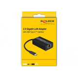 Delock USB-C macho > Adaptador LAN de 2,5 gigabits (negro, 0,135 metros)