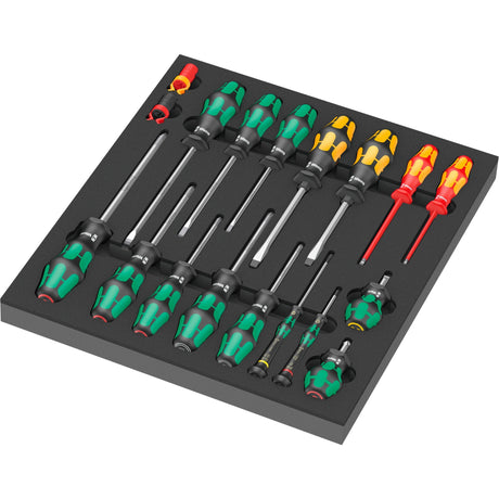 Wera 9710 inserto de espuma con destornilladores, juego 1, 18 piezas - 05150101001