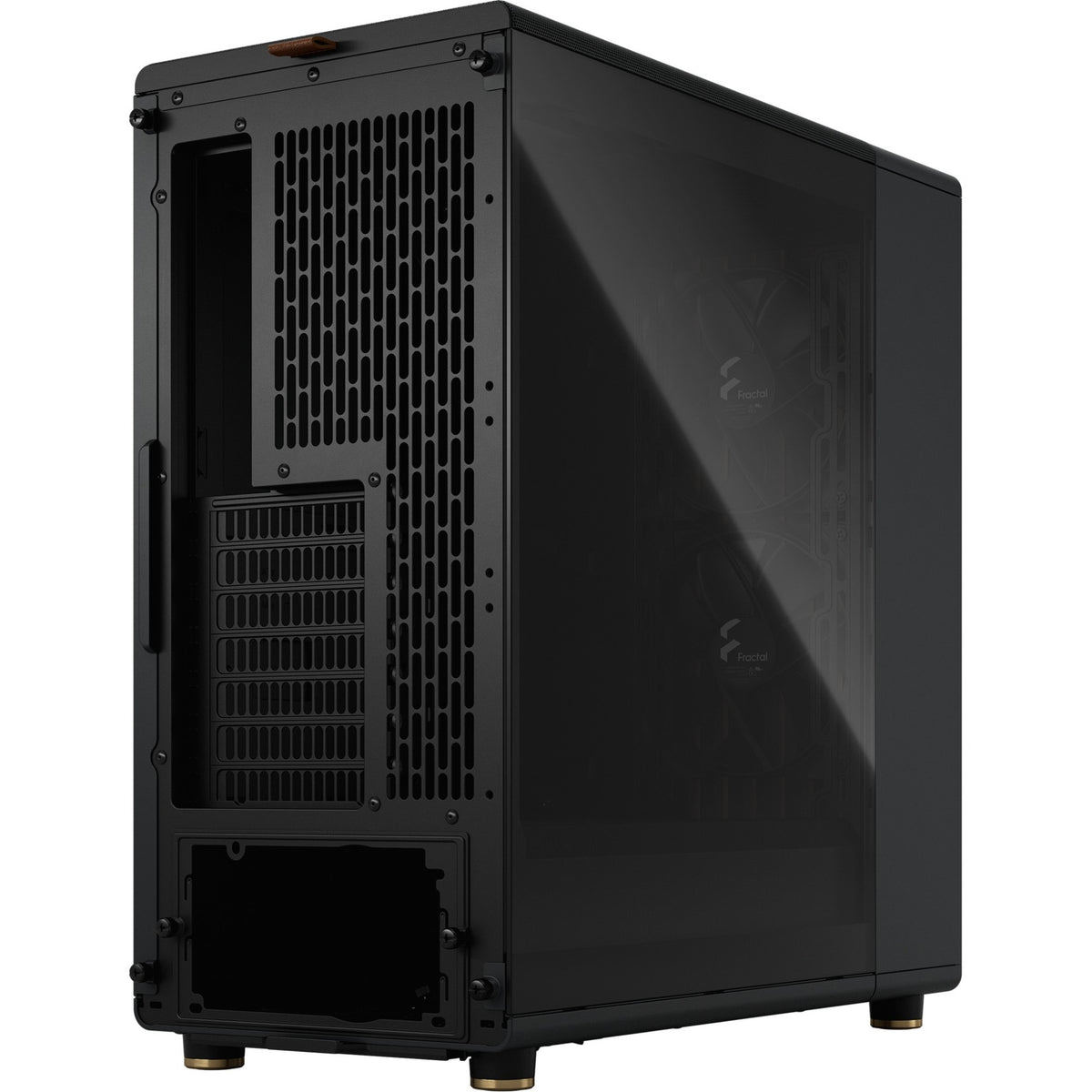 Carcasa de torre midi norte con diseño fractal (color madera negra | 2x USB-A | 1x USB-C | vidrio templado)