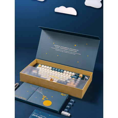 Teclado mecánico inalámbrico Iqunix zx75 sky encuentro (azul, diseño estadounidense (qwerty), rojo gateron, 75%, leds rgb, intercambiable en caliente, pbt de doble disparo, 2,4 ghz | bluetooth 5.1 | usb-c)