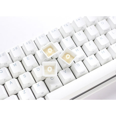 Teclado mecánico para juegos Ducky one 2 pro mini white classic rgb (blanco, diseño estadounidense (qwerty), rojo cereza mx, 60%, led rgb, pbt de doble disparo, mecánica quack)