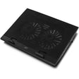 Soporte para computadora portátil Act Connect, con ventilador, altura ajustable en 2 posiciones (negro, concentrador USB 2.0 de 4 puertos)