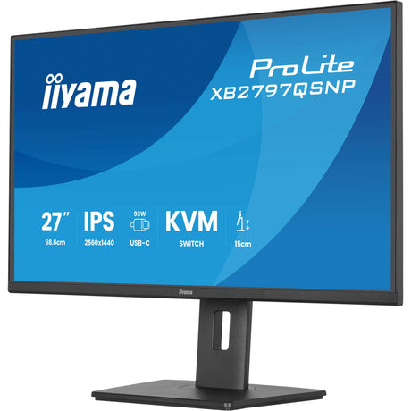 Monitor Iiyama prolite xb2797qsnp-b1 27 (negro, HDMI, display port, 2x USB-A, 2x USB-C, RJ-45)