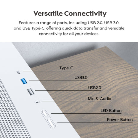 Carcasa torre midi Montech x5m (blanca | 2x USB-A | 1x USB-C | RGB | vidrio templado)