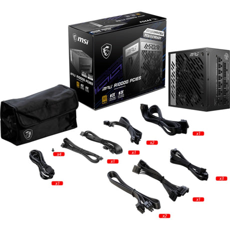 Msi MPG A1000G PCIe5 Fuente de alimentación modular de 1000 vatios (negro, 1x 12V-2x6, 6x PCIe)