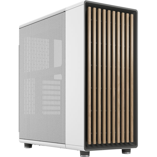 Carcasa de torre midi norte con diseño fractal (color madera blanca | 2x USB-A | 1x USB-C)