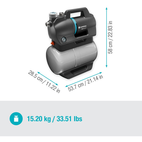 Bomba de agua a presión Gardena 3900 silenciosa (gris turquesa, 09066-20, 650 w, 4,3 bar)