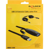 Delock Cable de extensión activo USB 3.0 (negro, 10 metros)