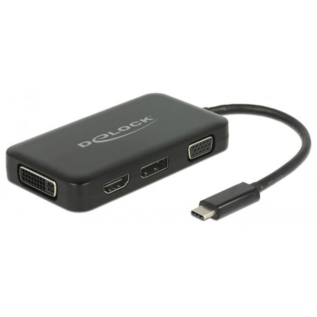 Delock Adaptador de puerto de pantalla USB-C > VGA HDMI DVI (negro, 0,15 metros)