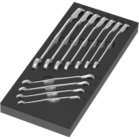 Inserto de espuma Wera 9733 con interruptor comodín 6001, juego 1, llave de 11 piezas (gris negro)
