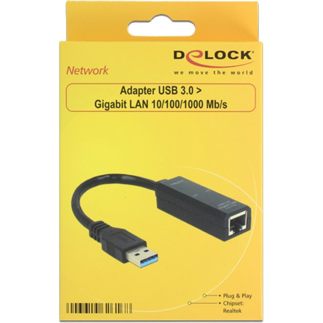 Adaptador Delock USB 3.0 > LAN gigabit (negro, 62616)