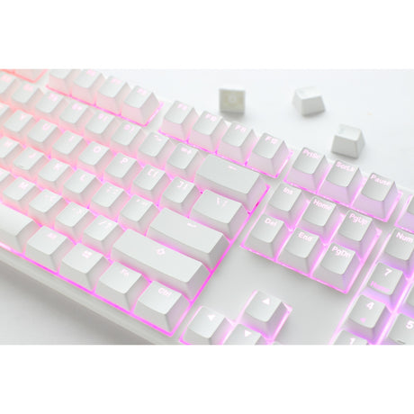 Teclado mecánico Ducky one 3 classic pure white rgb (blanco, diseño estadounidense (qwerty), cherry mx speed silver, 100%, led rgb, pbt de doble disparo, intercambiable en caliente, mecánica quack)